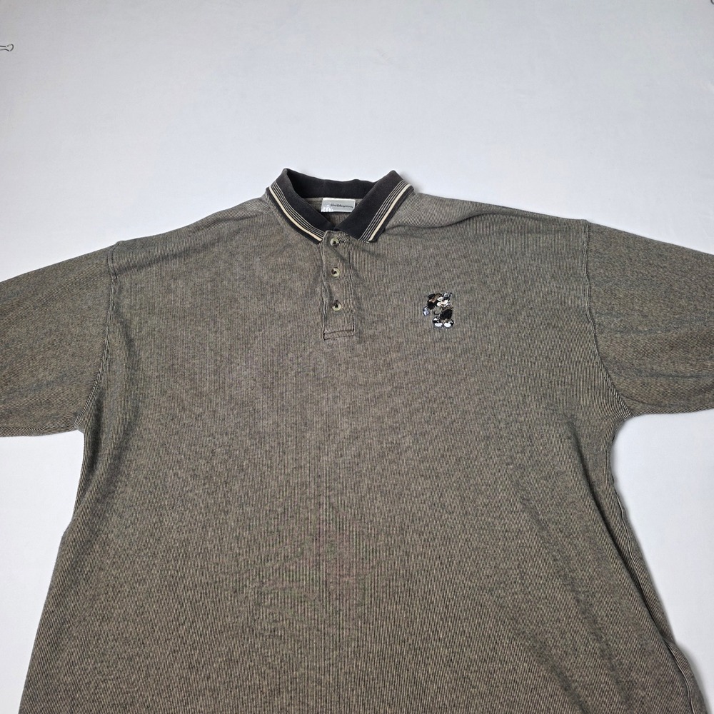 Walt Disney World Mickey Mouse Golf Polo Shirt Men XL Brown Black Vintage